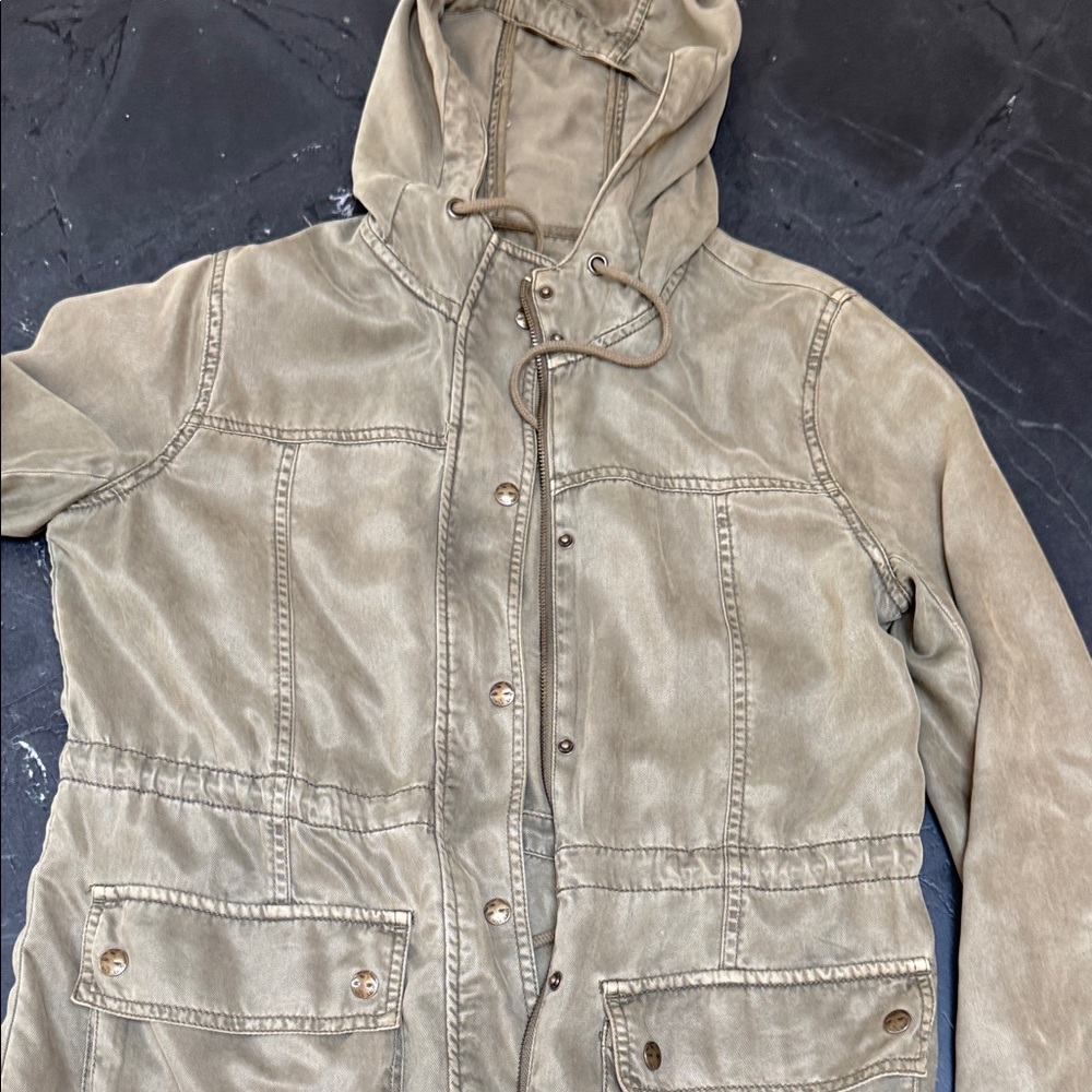 Max Jeans Olive Military Jacket with Hood